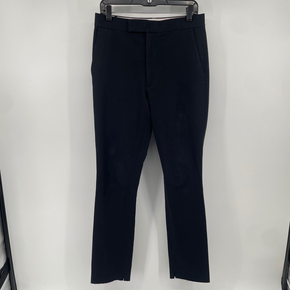 Helmut Lang Trousers Womens 8 Black Raw Hem Slim‎ Fit HLW36958 HLW207 Pants